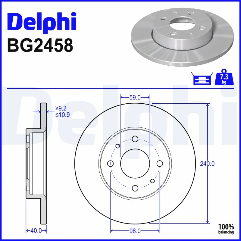 Brzdový kotouč DELPHI BG2458